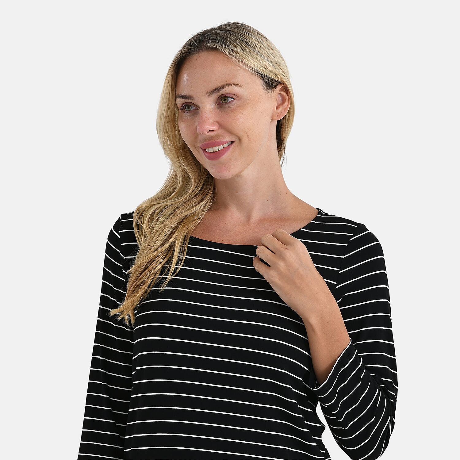 La Marey Striped Viscose Stretch T-shirt (Size XXL) - Black & White