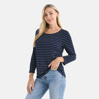 La Marey Viscose Stretch Top (Size 20 To 22) - Navy & White