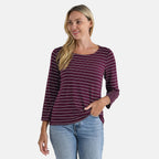 La Marey Striped Viscose Stretch T-shirt (Size XXL) - Dark Purple & White