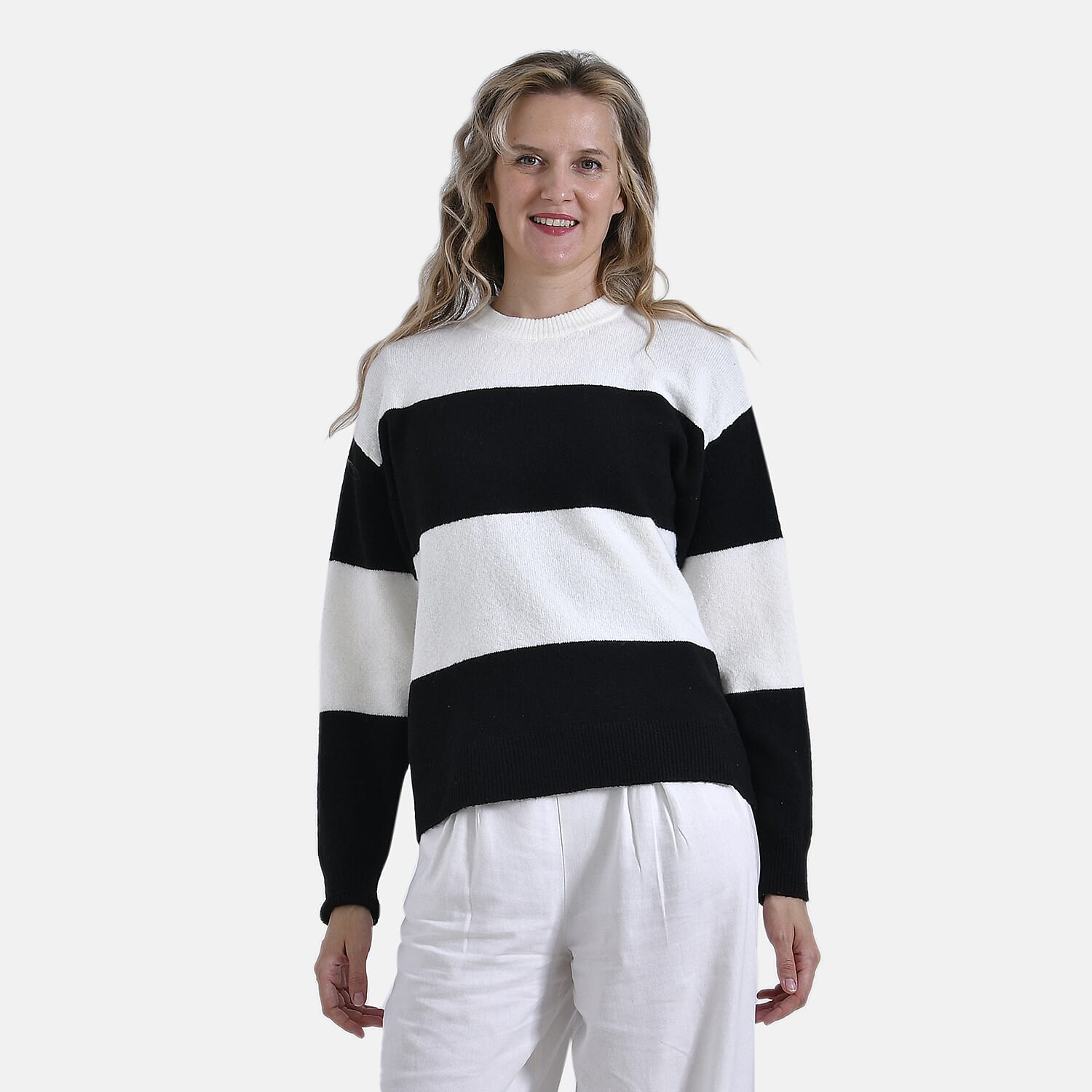 La Marey Striped Jumper (Size 8 to 10) - Black & White