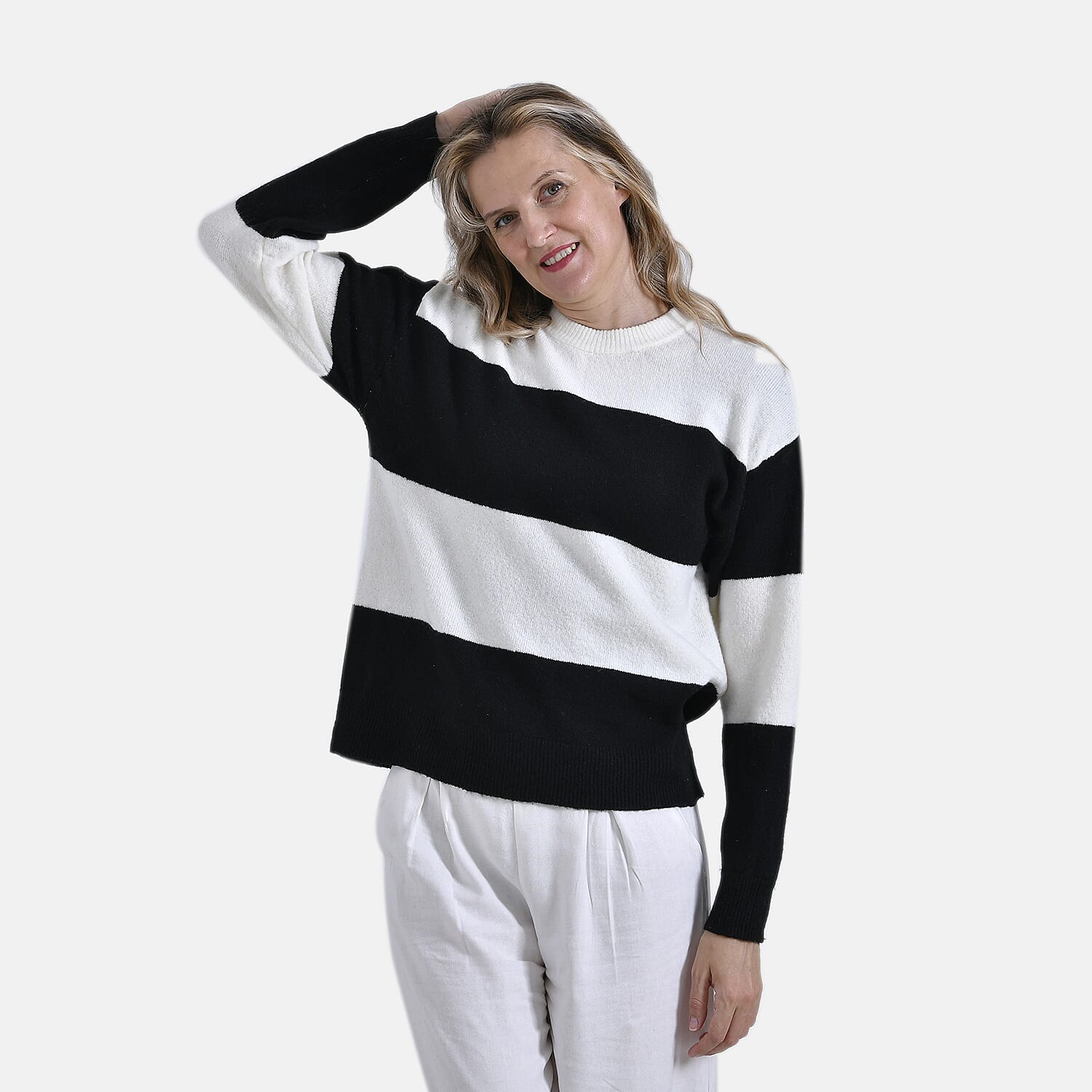 La Marey Striped Jumper (Size 8 to 10) - Black & White