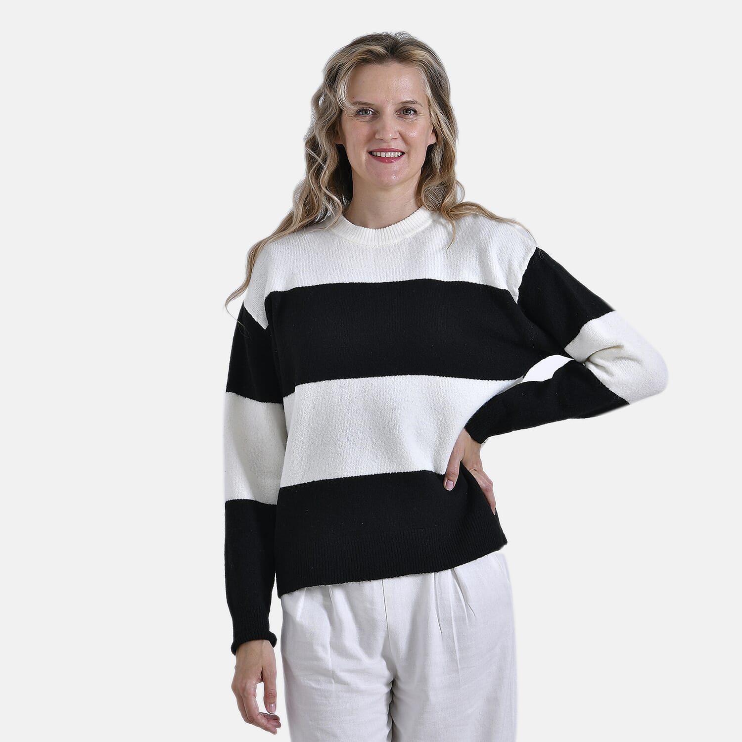 La Marey Striped Jumper (Size 8 to 10) - Black & White