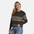 La Marey Striped Knitted Jumper (Size M) - Brown