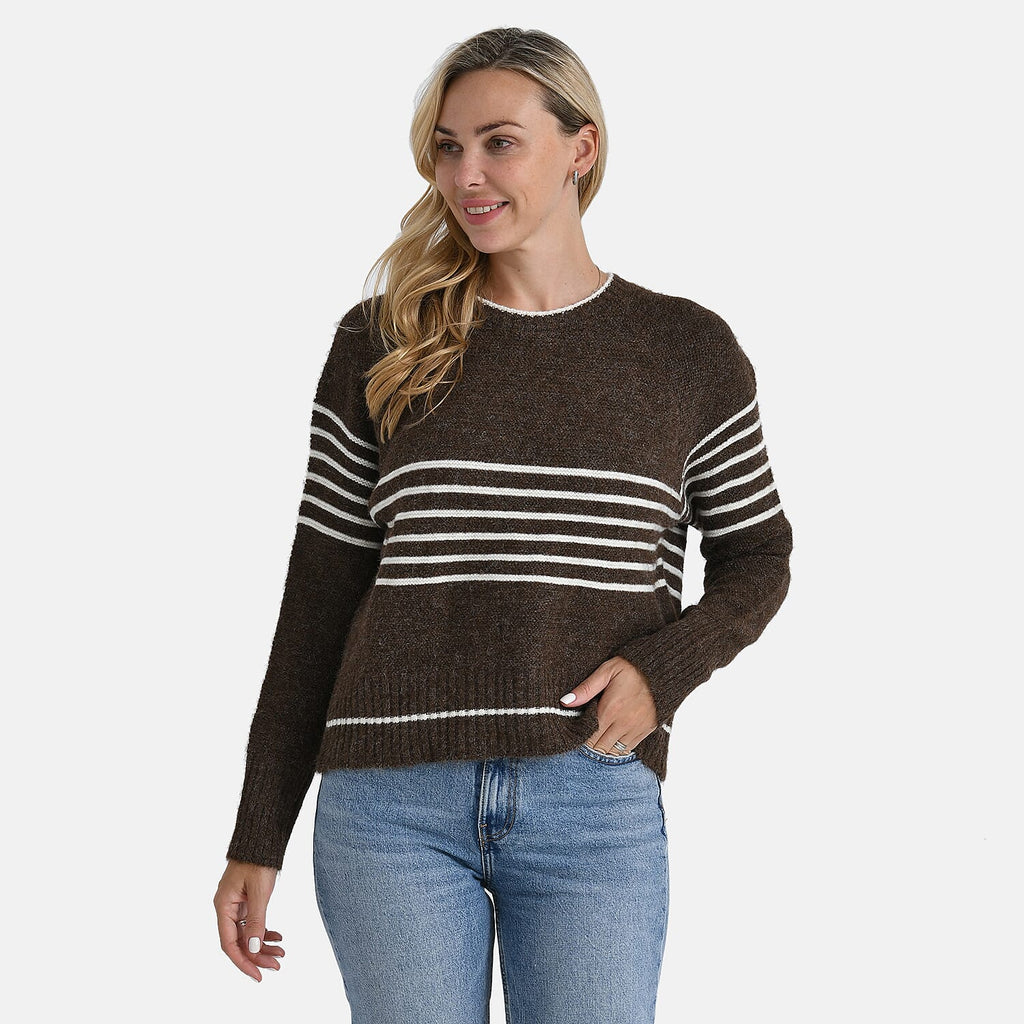 La Marey Striped Knitted Jumper (Size M) - Brown