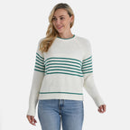 La Marey Soft Touch Striped Jumper (Size M) - Off-White & Green