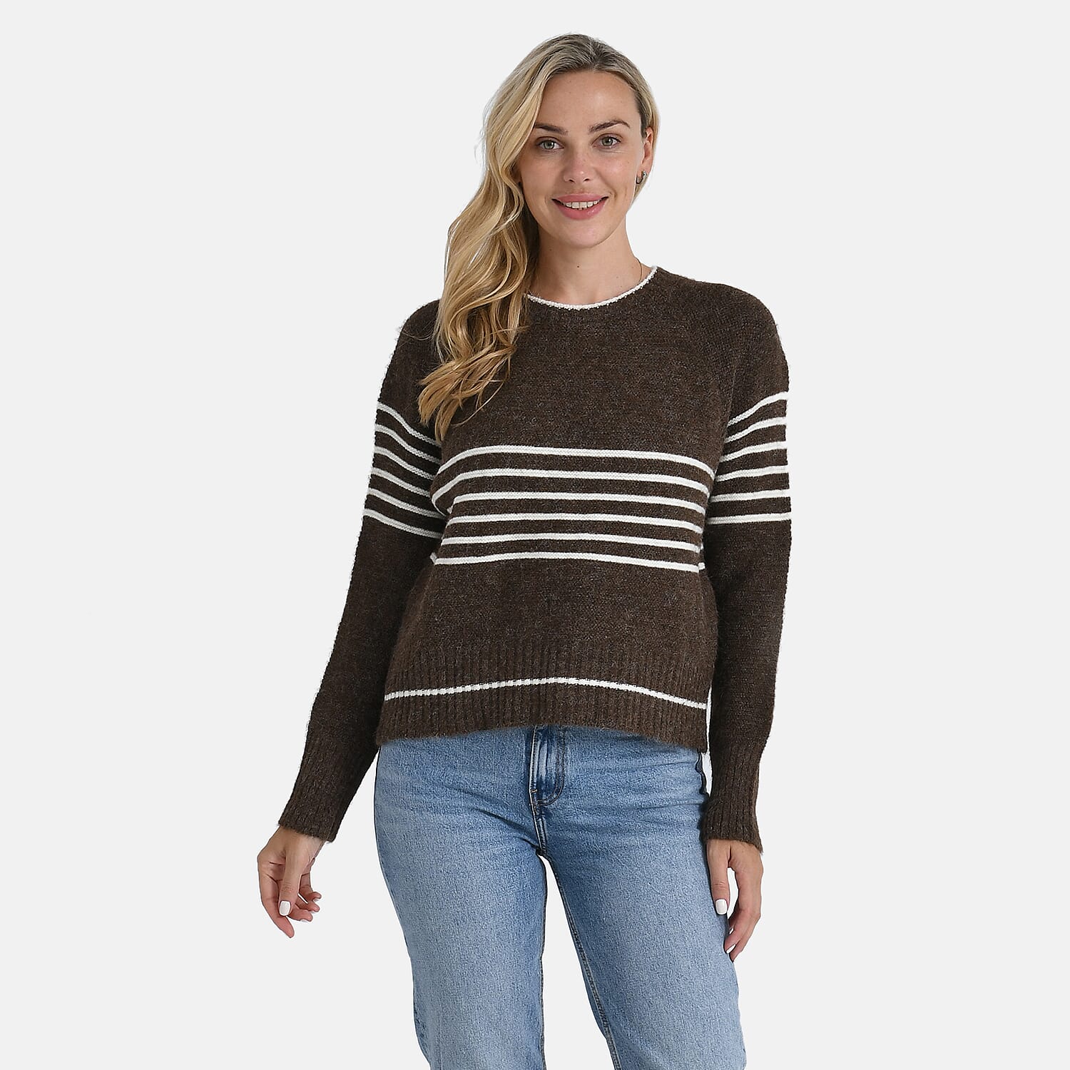 La Marey Striped Knitted Jumper (Size XL) - Brown