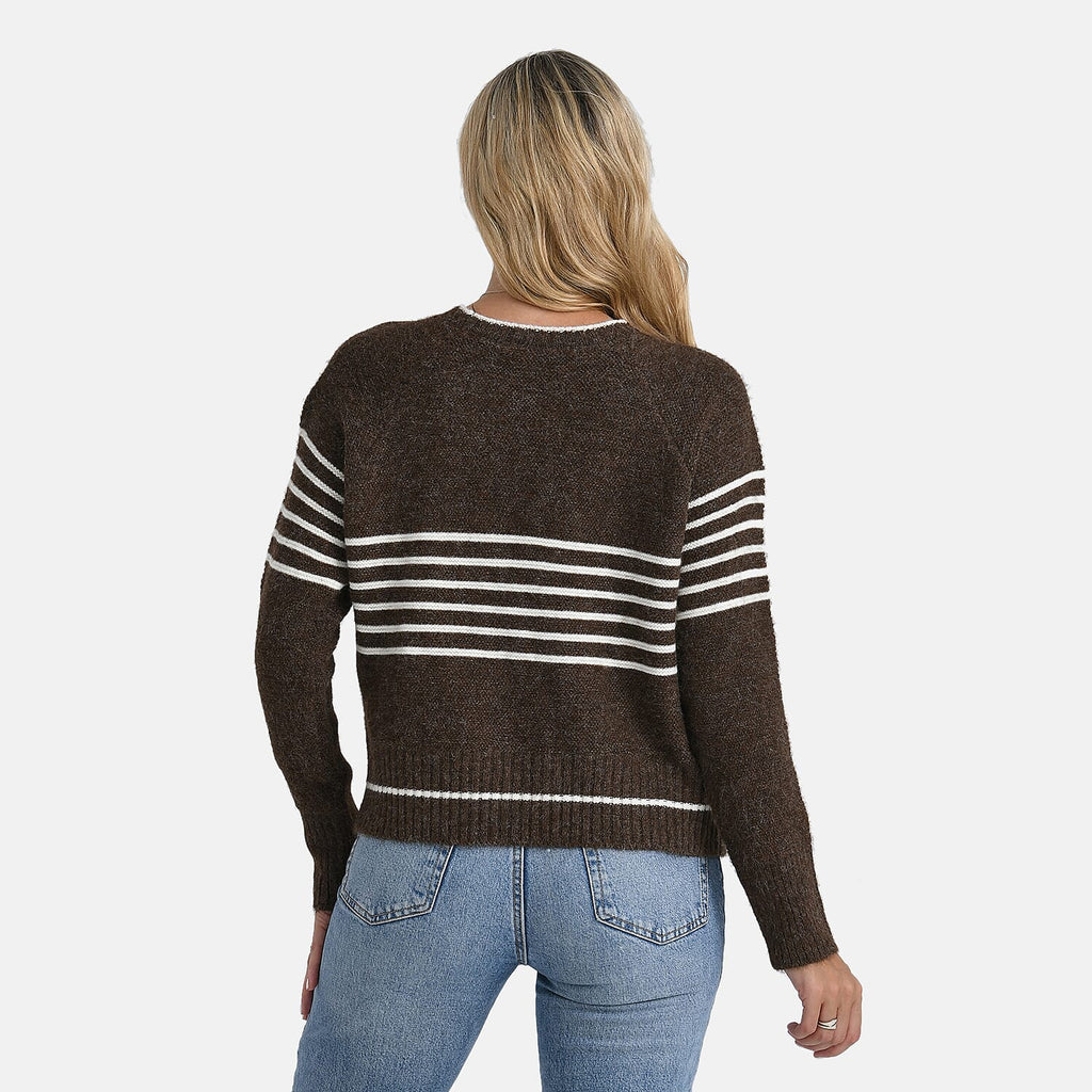 La Marey Striped Knitted Jumper (Size XL) - Brown