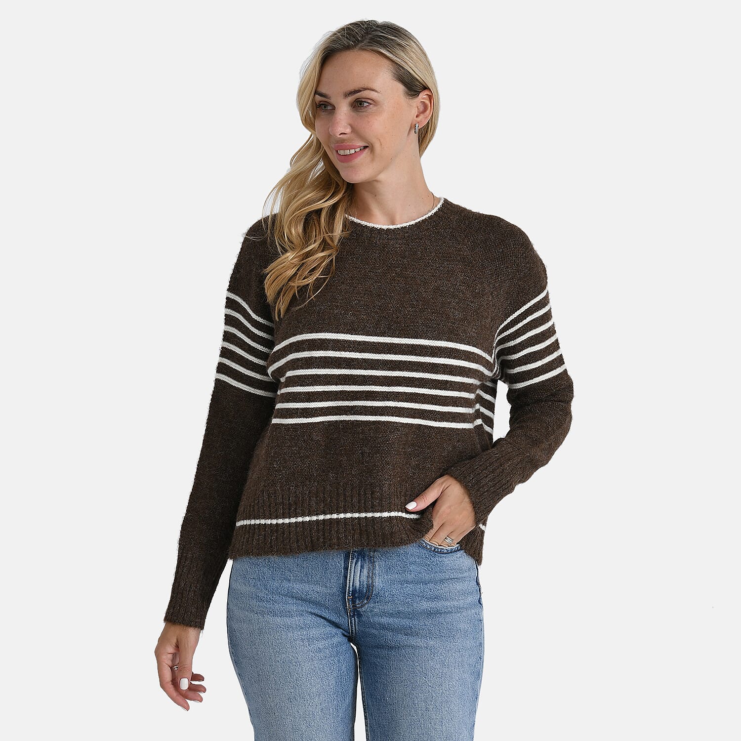 La Marey Striped Knitted Jumper (Size XL) - Brown
