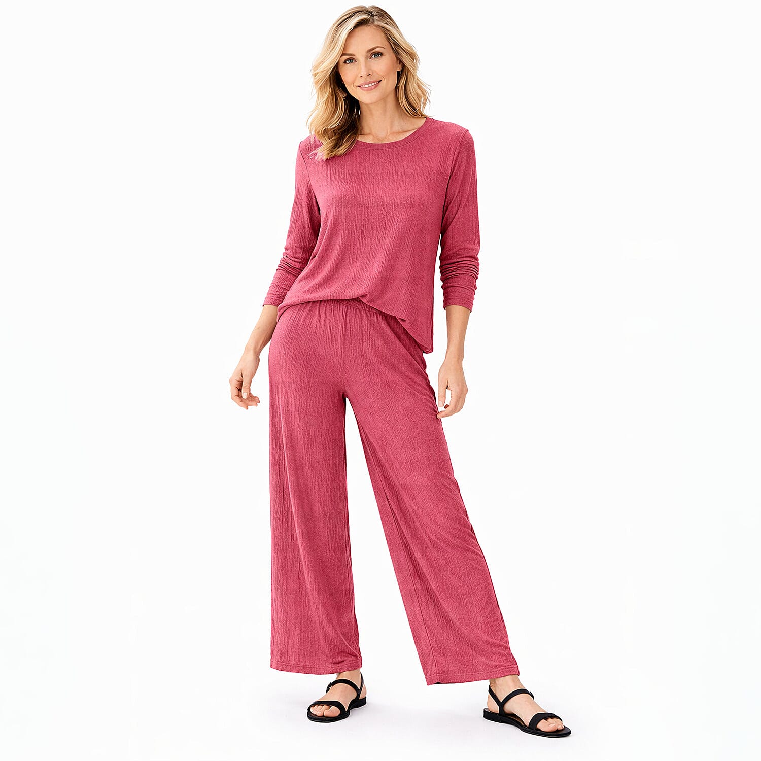 La Marey Soft Touch Textured Stretch Trousers (Size L, 16 to 18) - Rose