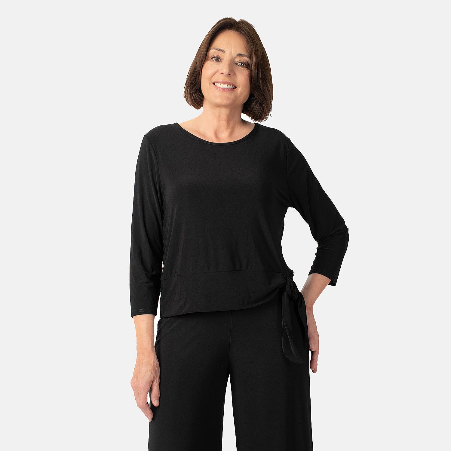La Marey Side Knot Detail Top (Size S) - Black
