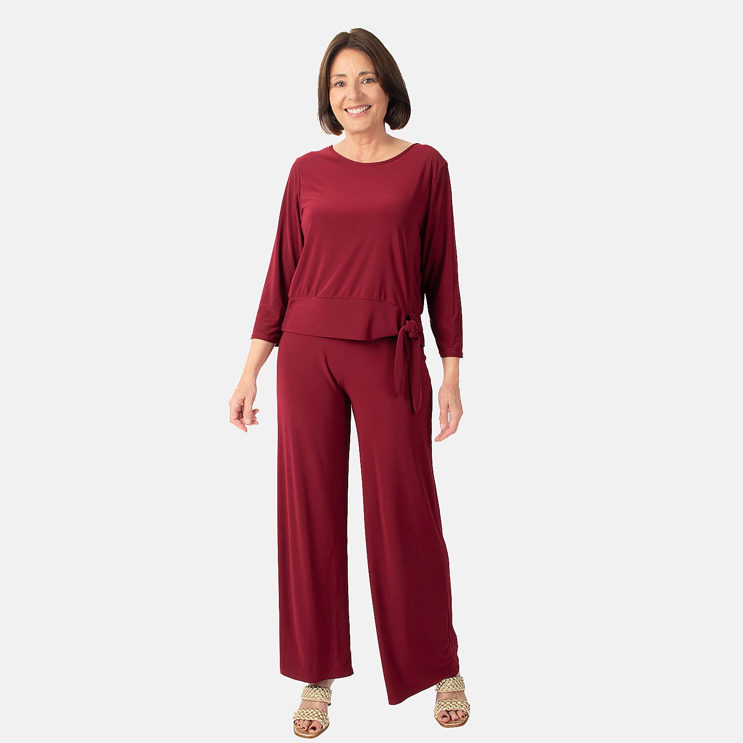 La Marey Side Knot Detail Top (Size S) - Wine