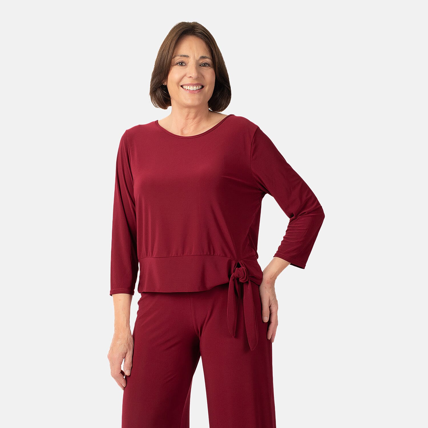 La Marey Side Knot Detail Top (Size S) - Wine