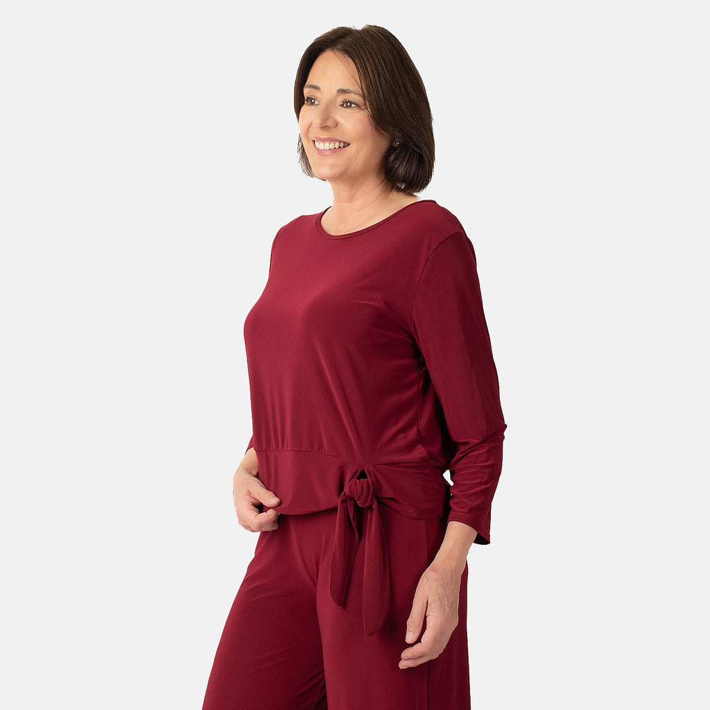 La Marey Side Knot Detail Top (Size S) - Wine