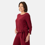 La Marey Side Knot Detail Top (Size S) - Wine