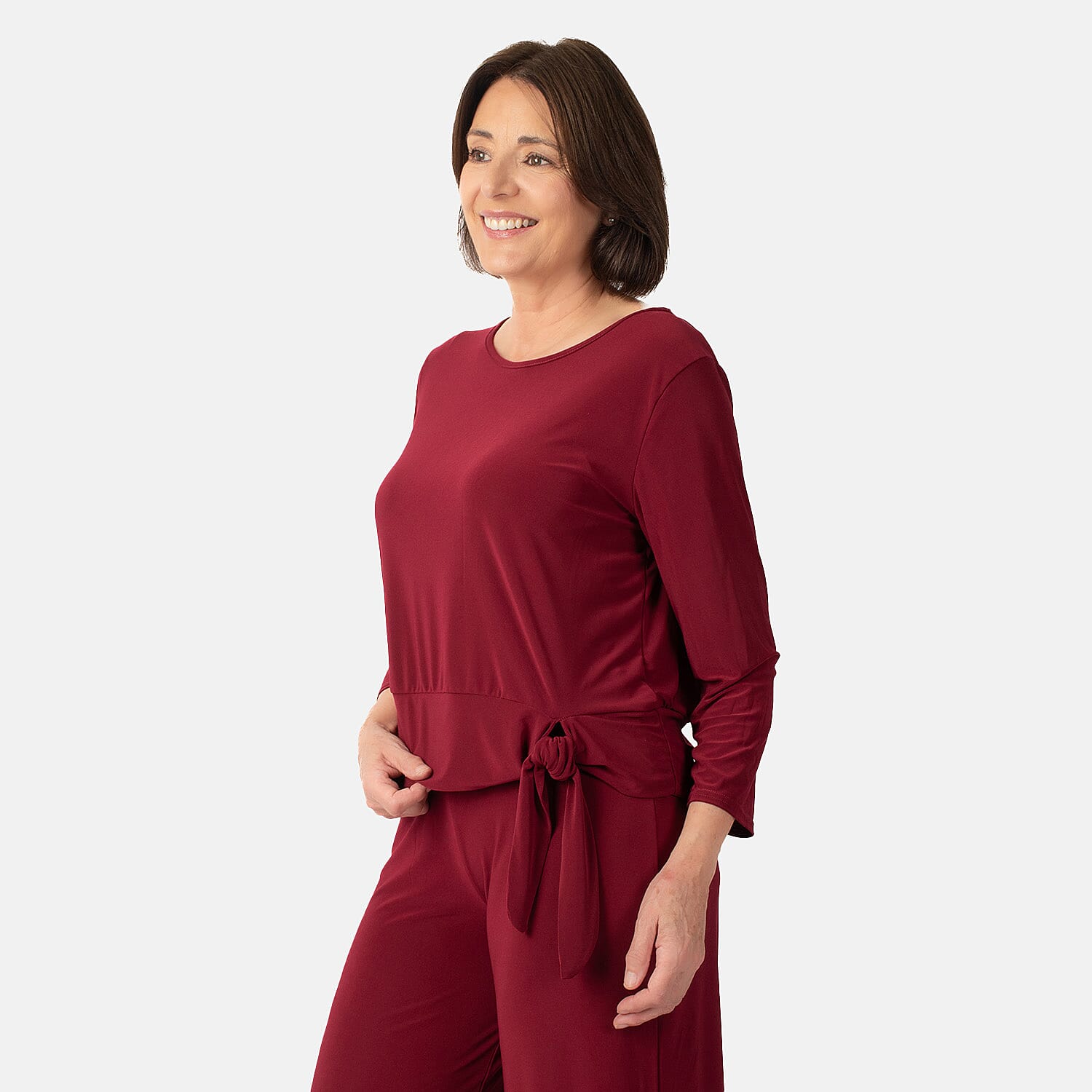 La Marey Side Knot Detail Top (Size S) - Wine
