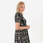 La Marey Tribal Pattern Mini Dress (Size L) - Black & White