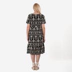 La Marey Tribal Pattern Mini Dress (Size M) - Black & White