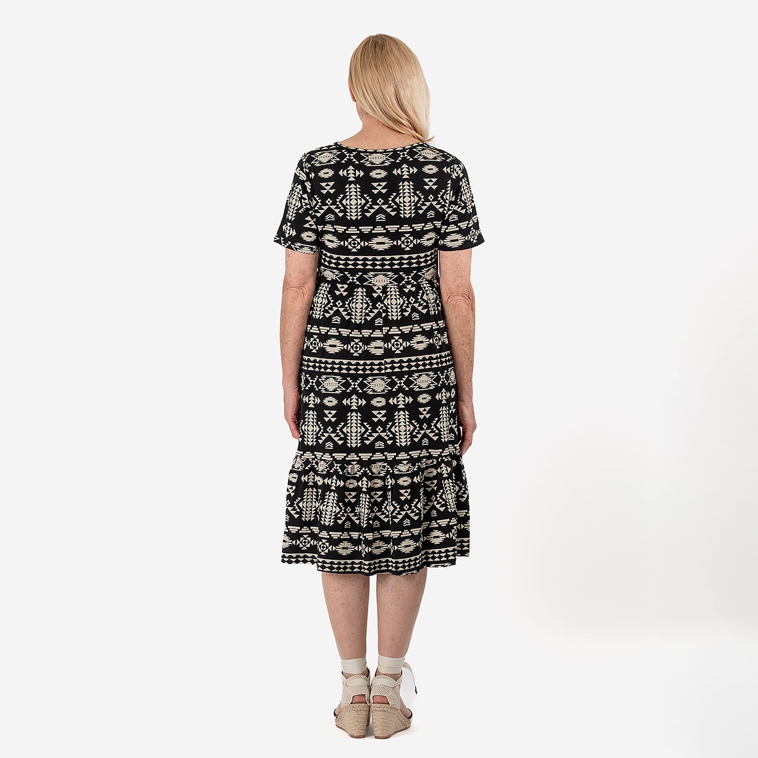 La Marey Tribal Pattern Mini Dress (Size M) - Black & White