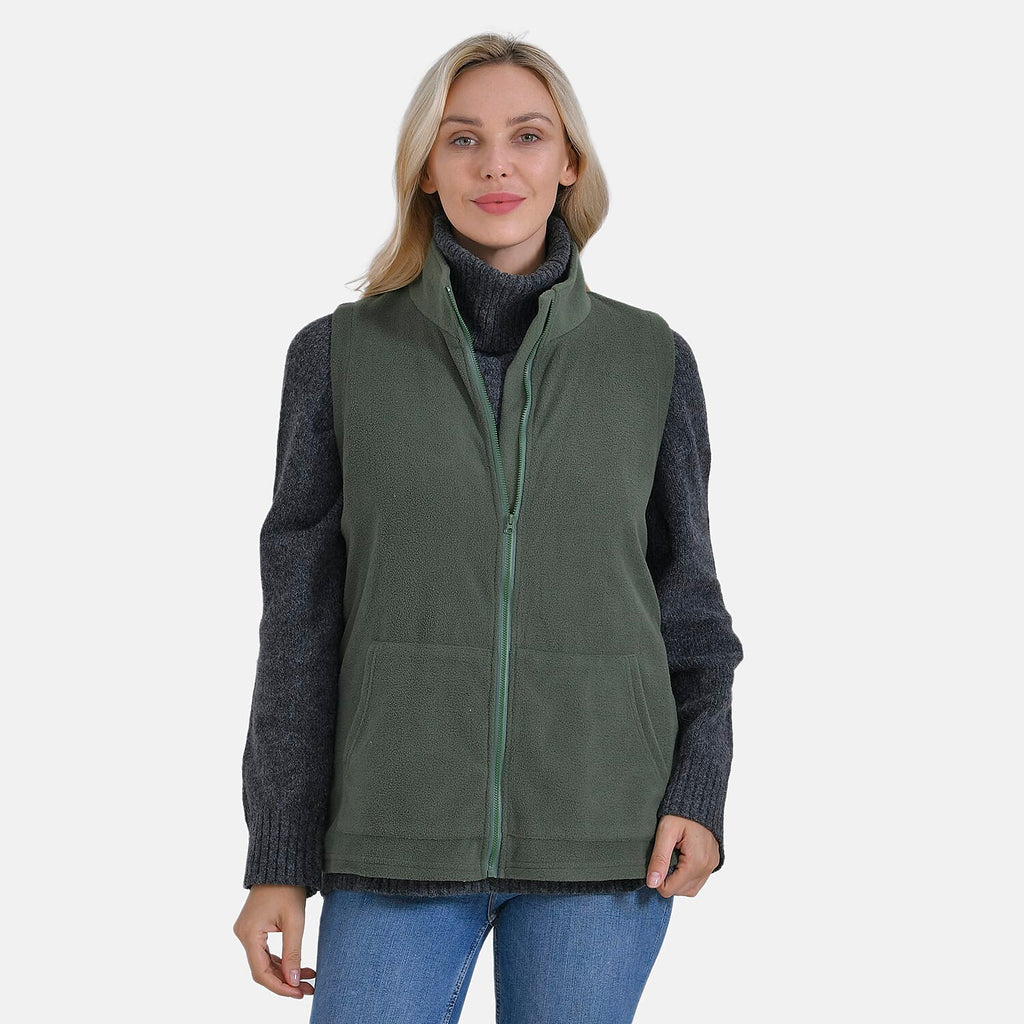 La Marey Turtleneck Gilet with Pockets (Size 20 to 22) - Green