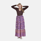 La Marey 100% Viscose Floral Print Skirt (One Size, 8-18) - Purple