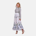La marey 100% Viscose Floral Print Maxi Skirt (One Size) - White
