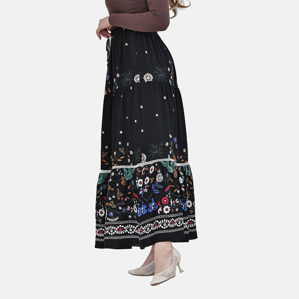 La Marey 100% Viscose Floral Print Maxi Dress (Curve One 20 - 26) - Black