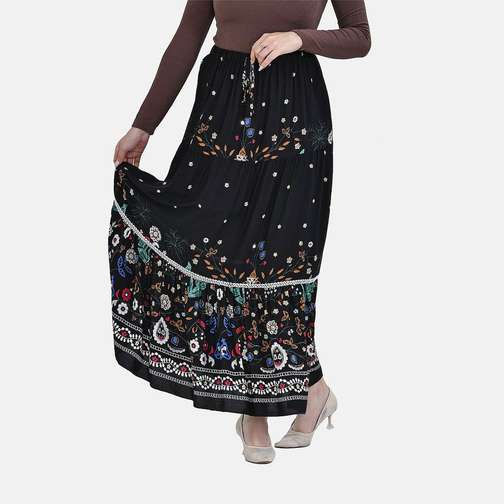 La Marey 100% Viscose Floral Print Maxi Dress (Curve One 20 - 26) - Black