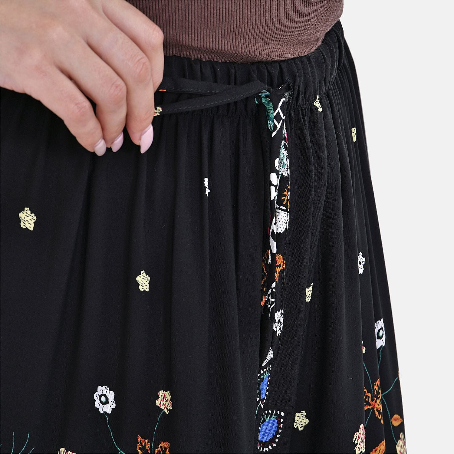 La Marey 100% Viscose Floral Print Maxi Dress (Curve One 20 - 26) - Black