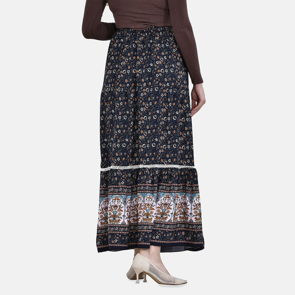 La Marey 100% Viscose Floral Print Maxi Dress (Curve Size 20 to 24) - Navy Blue