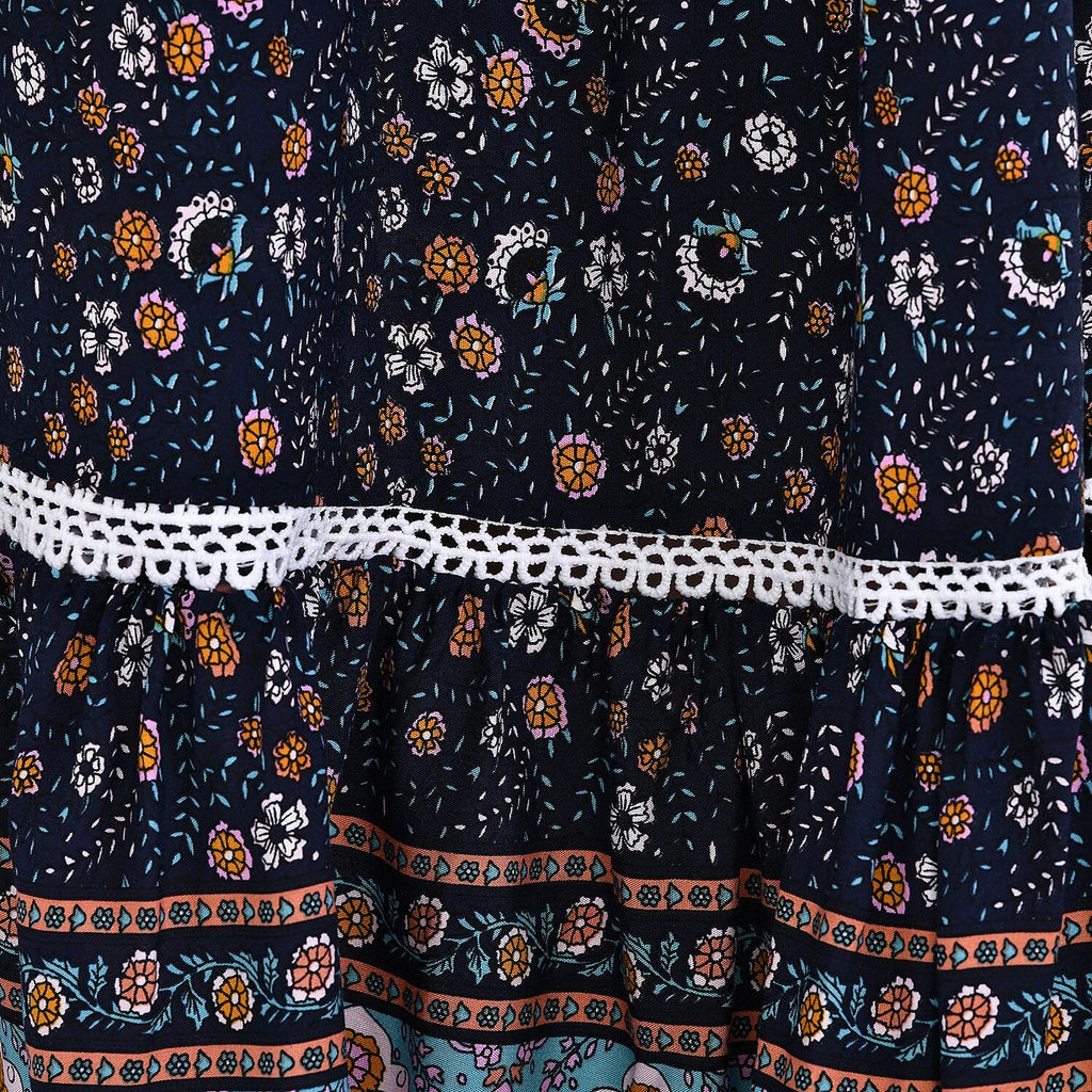 La Marey 100% Viscose Floral Print Maxi Dress (Curve Size 20 to 24) - Navy Blue