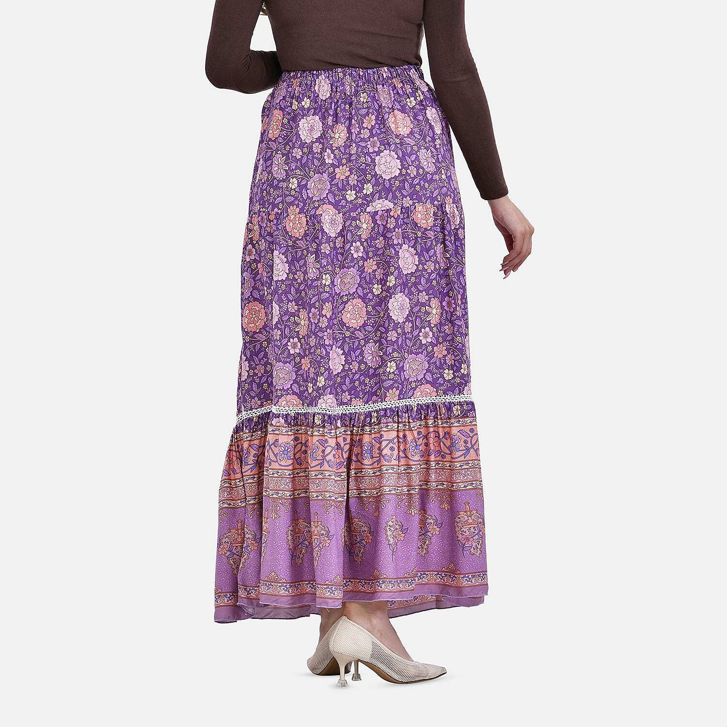 La Marey 100% Viscose Floral Print Maxi Dress (Curve Size, 20-24) - Purple