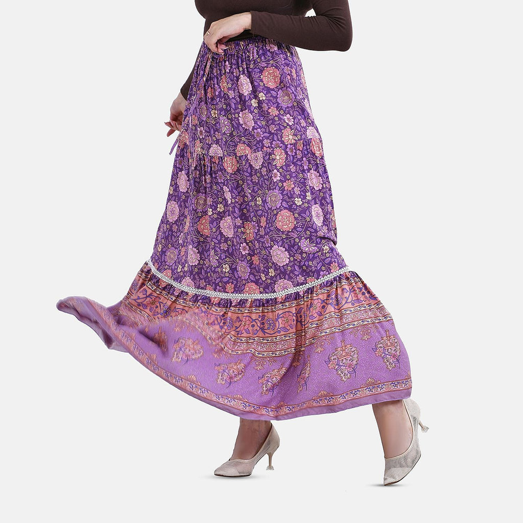 La Marey 100% Viscose Floral Print Maxi Dress (Curve Size, 20-24) - Purple