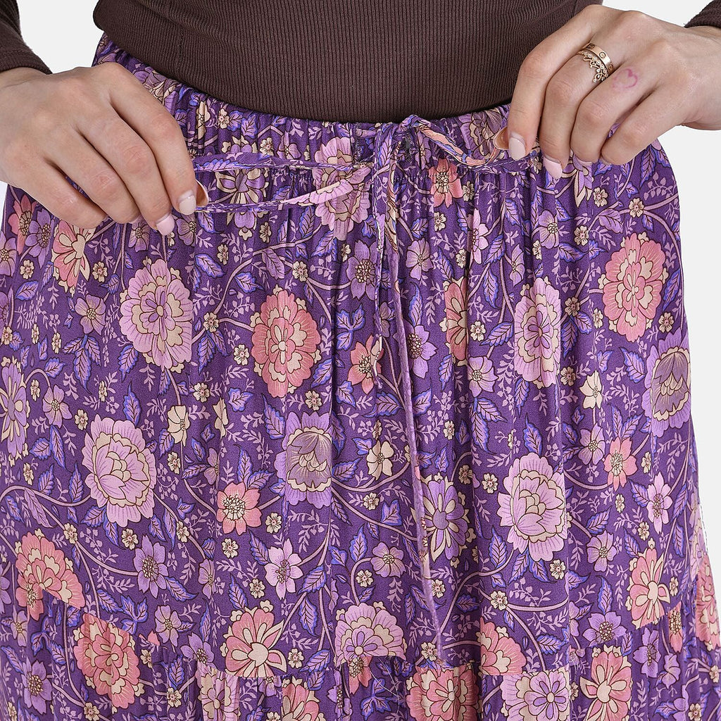La Marey 100% Viscose Floral Print Maxi Dress (Curve Size, 20-24) - Purple