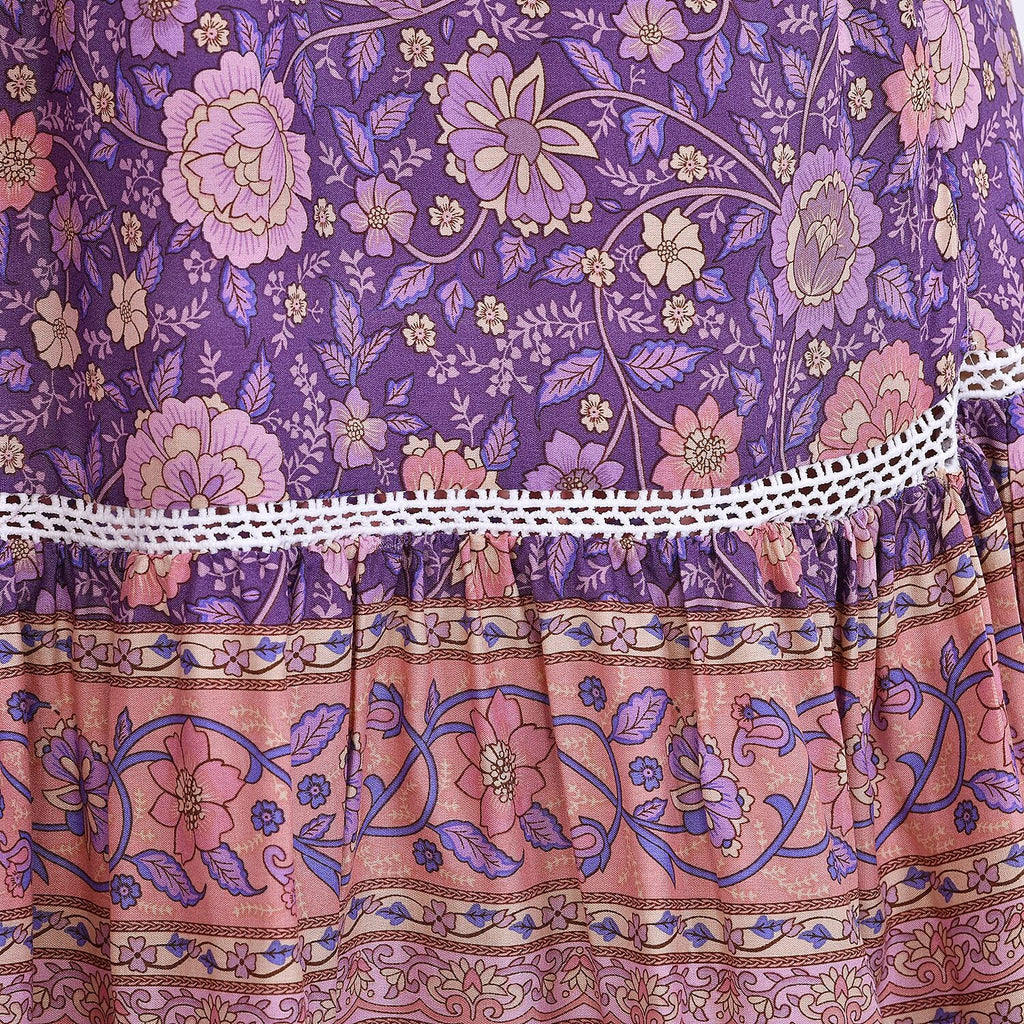 La Marey 100% Viscose Floral Print Maxi Dress (Curve Size, 20-24) - Purple