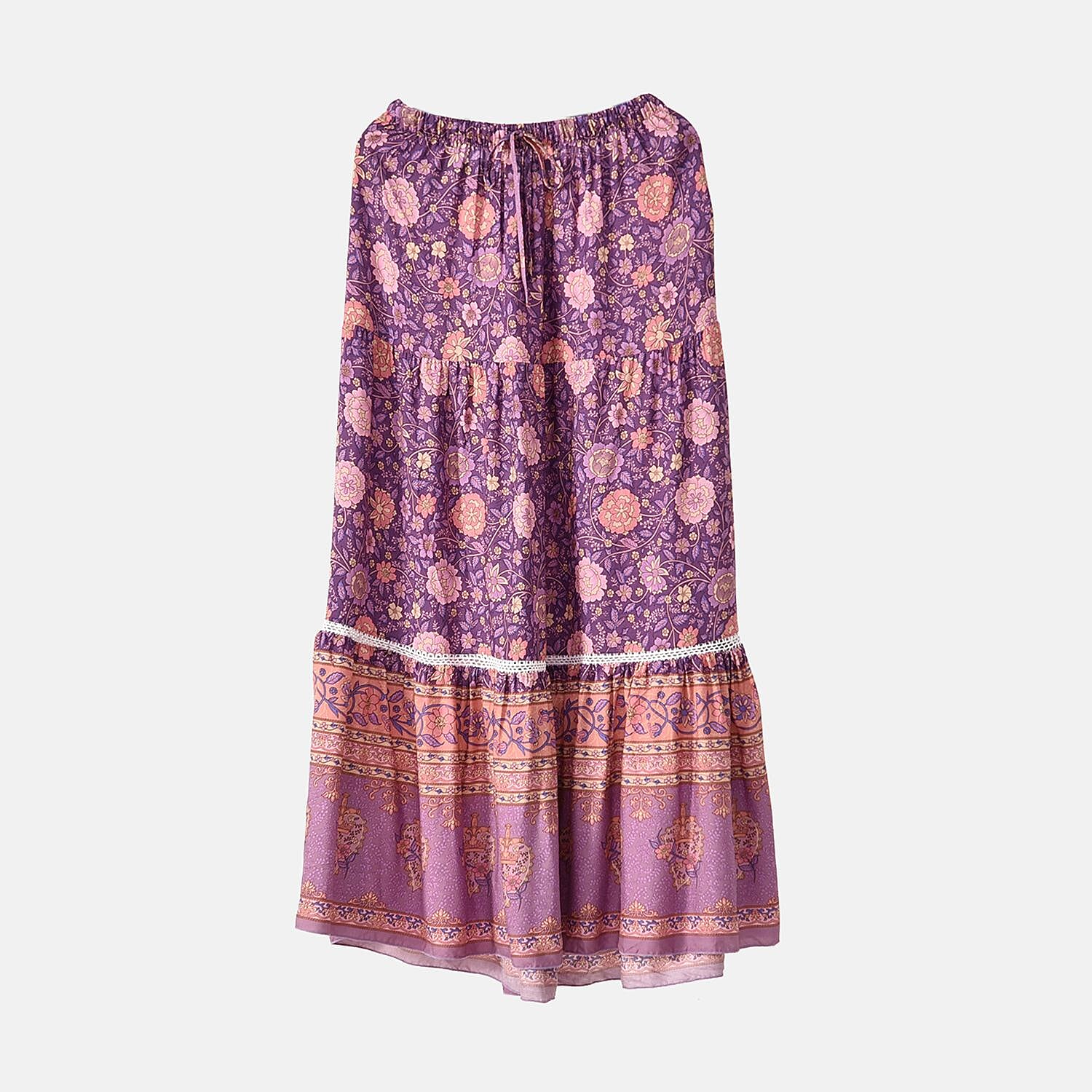La Marey 100% Viscose Floral Print Maxi Dress (Curve Size, 20-24) - Purple