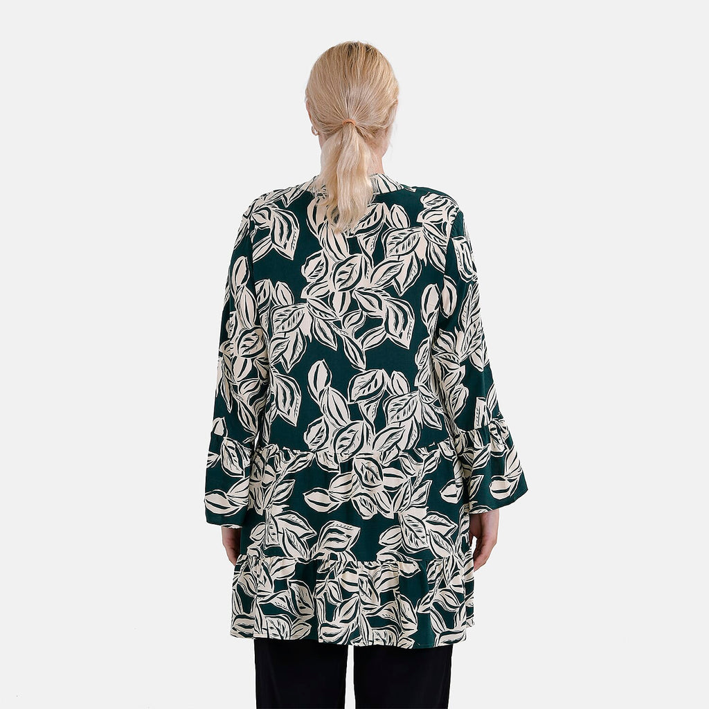La Marey Leaf Pattern Top (Size L-XL) - Green