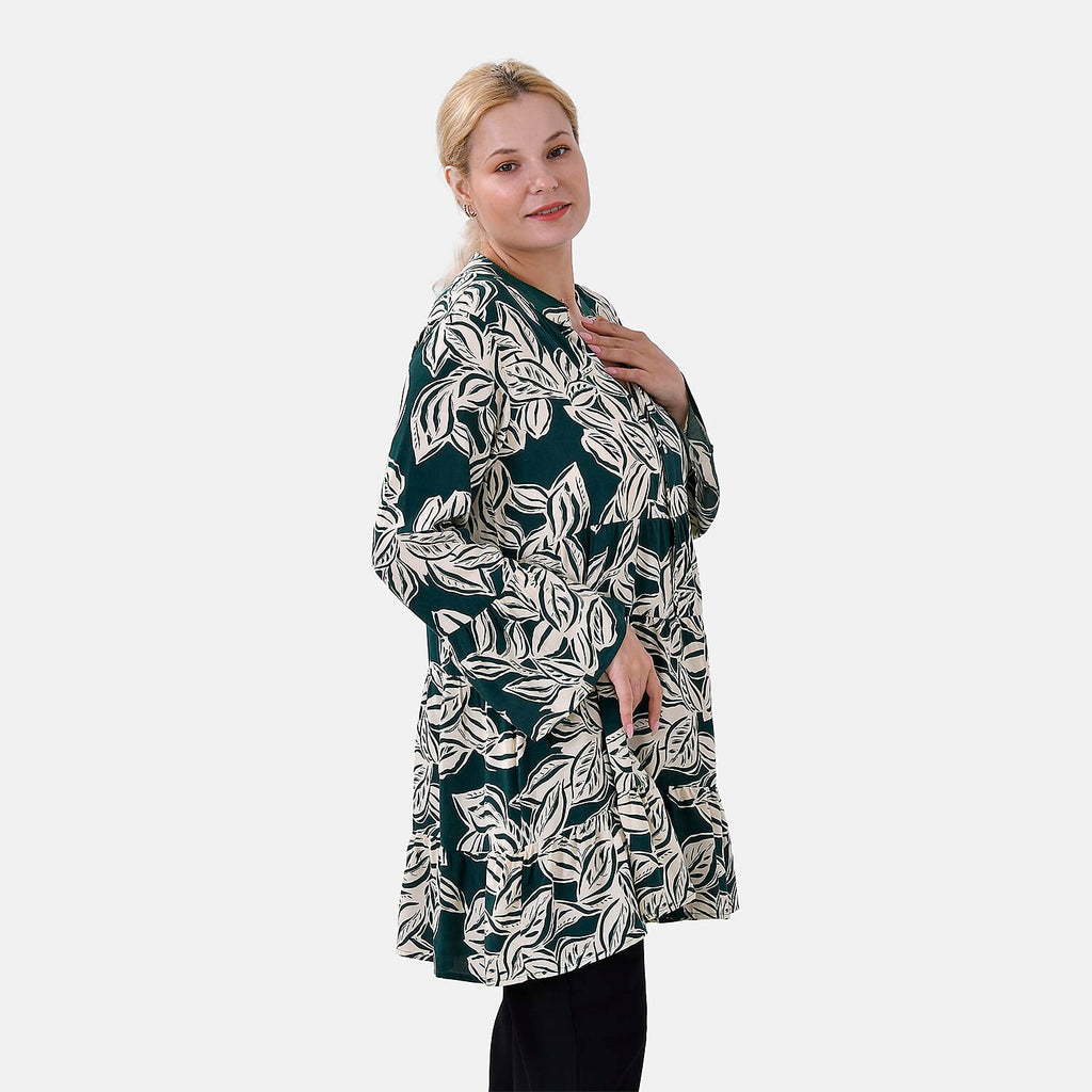 La Marey Leaf Pattern Top (Size L-XL) - Green