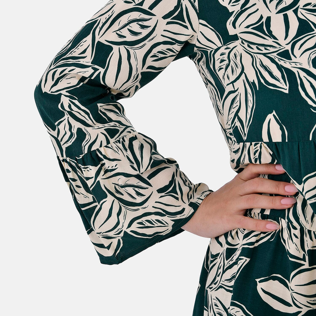 La Marey Leaf Pattern Top (Size L-XL) - Green