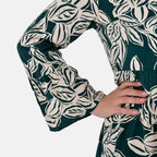 La Marey Leaf Pattern Top (Size L-XL) - Green