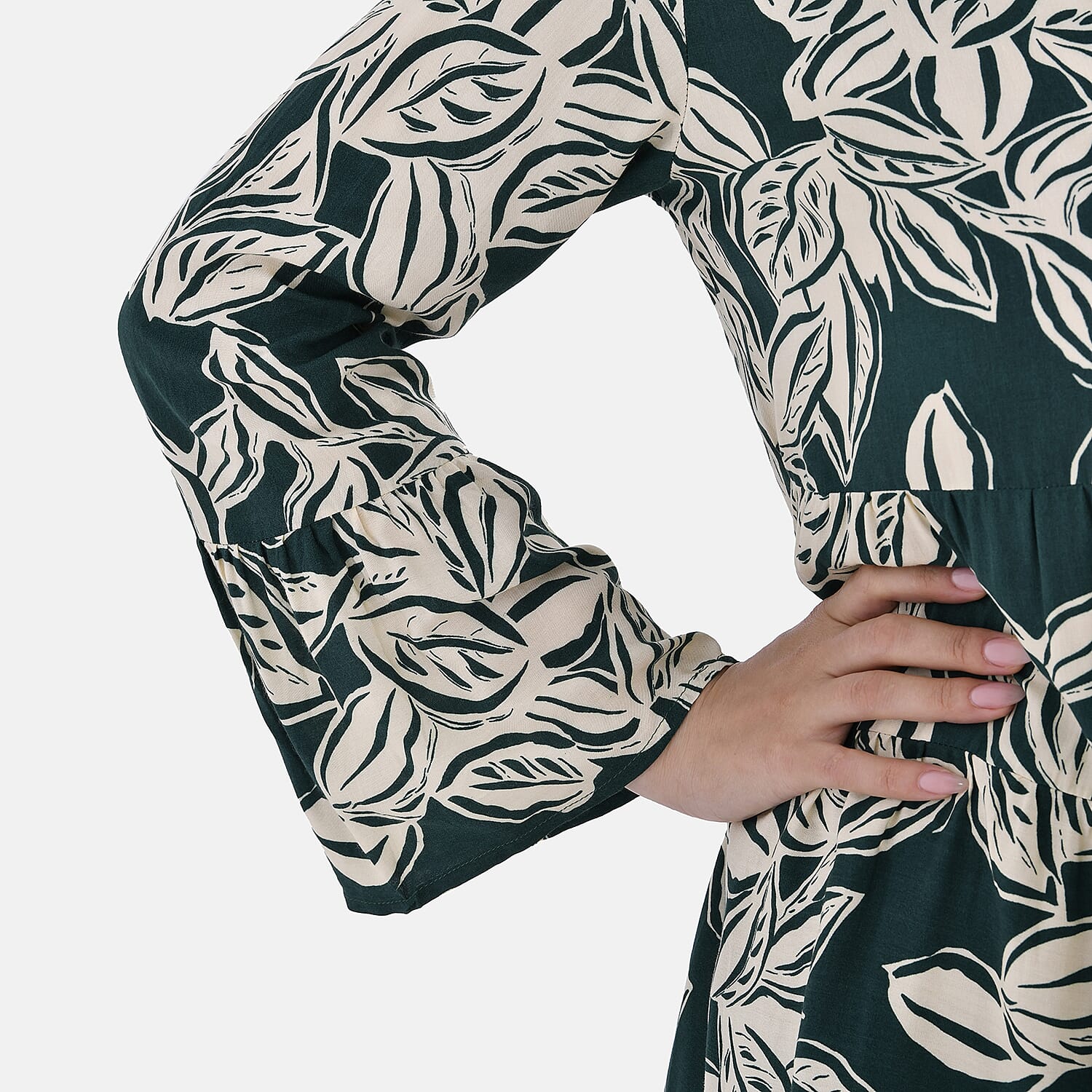La Marey Leaf Pattern Top (Size L-XL) - Green
