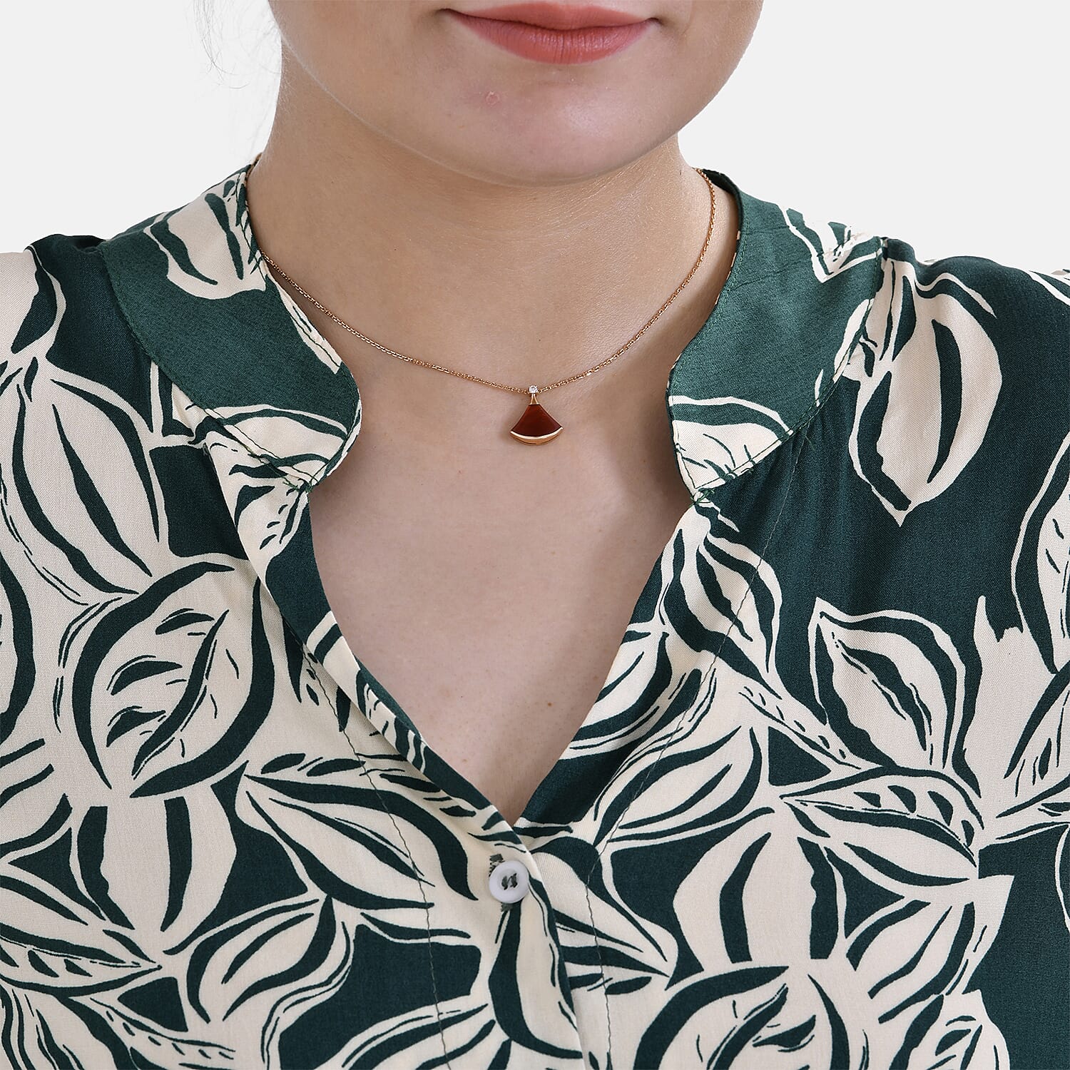 La Marey Leaf Pattern Top (Size L-XL) - Green