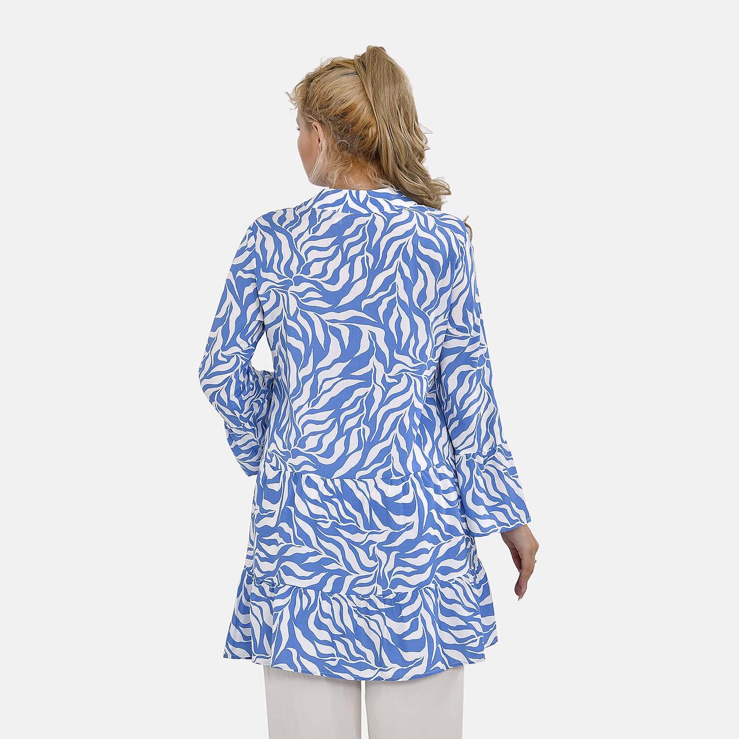 La Marey 100% Viscose Paisley Printed V-Neck Casual Dress (Size - S-M, 10-14) - Blue