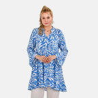 La Marey 100% Viscose Paisley Printed V-Neck Casual Dress (Size - S-M, 10-14) - Blue