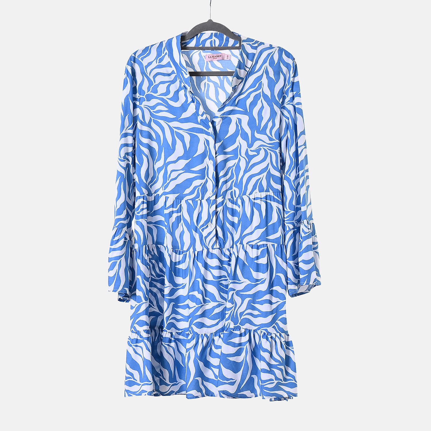 La Marey 100% Viscose Paisley Printed V-Neck Casual Tunic Dress (Size -  L-XL, 16-20) - Blue