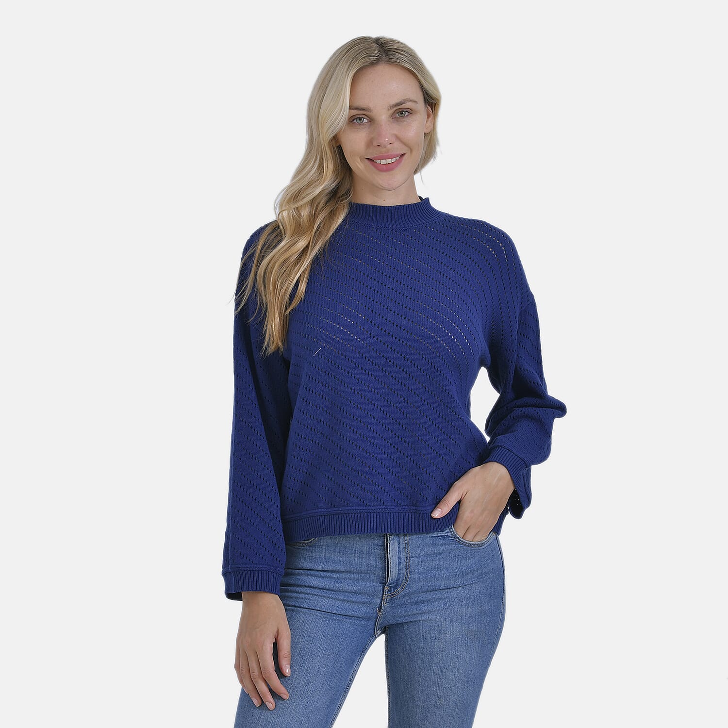 La Marey 100% Cotton Round Neck Cozy Jumper (Size L) - Navy