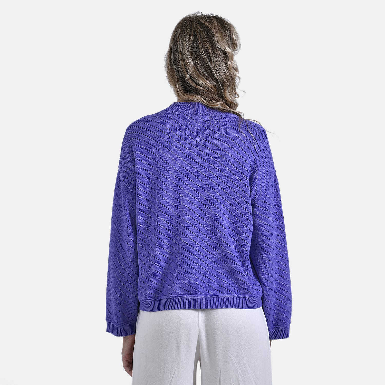 La Marey 100% Cotton Cozy Round Neck Jumper (Size L) - Purple