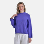 La Marey 100% Cotton Cozy Round Neck Jumper (Size L) - Purple