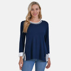La Marey Viscose Solid Cardigan and Sweater-Jumper (Size 65x1 cm) - Navy & Yellow