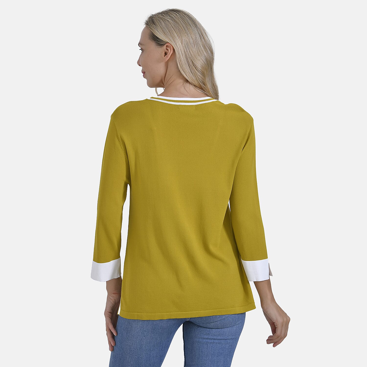 La Marey Round Neck Quarter Sleeve Jersey Top (Size 16 to 18) - Yellow