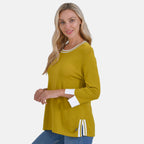 La Marey Round Neck Quarter Sleeve Jersey Top (Size 16 to 18) - Yellow
